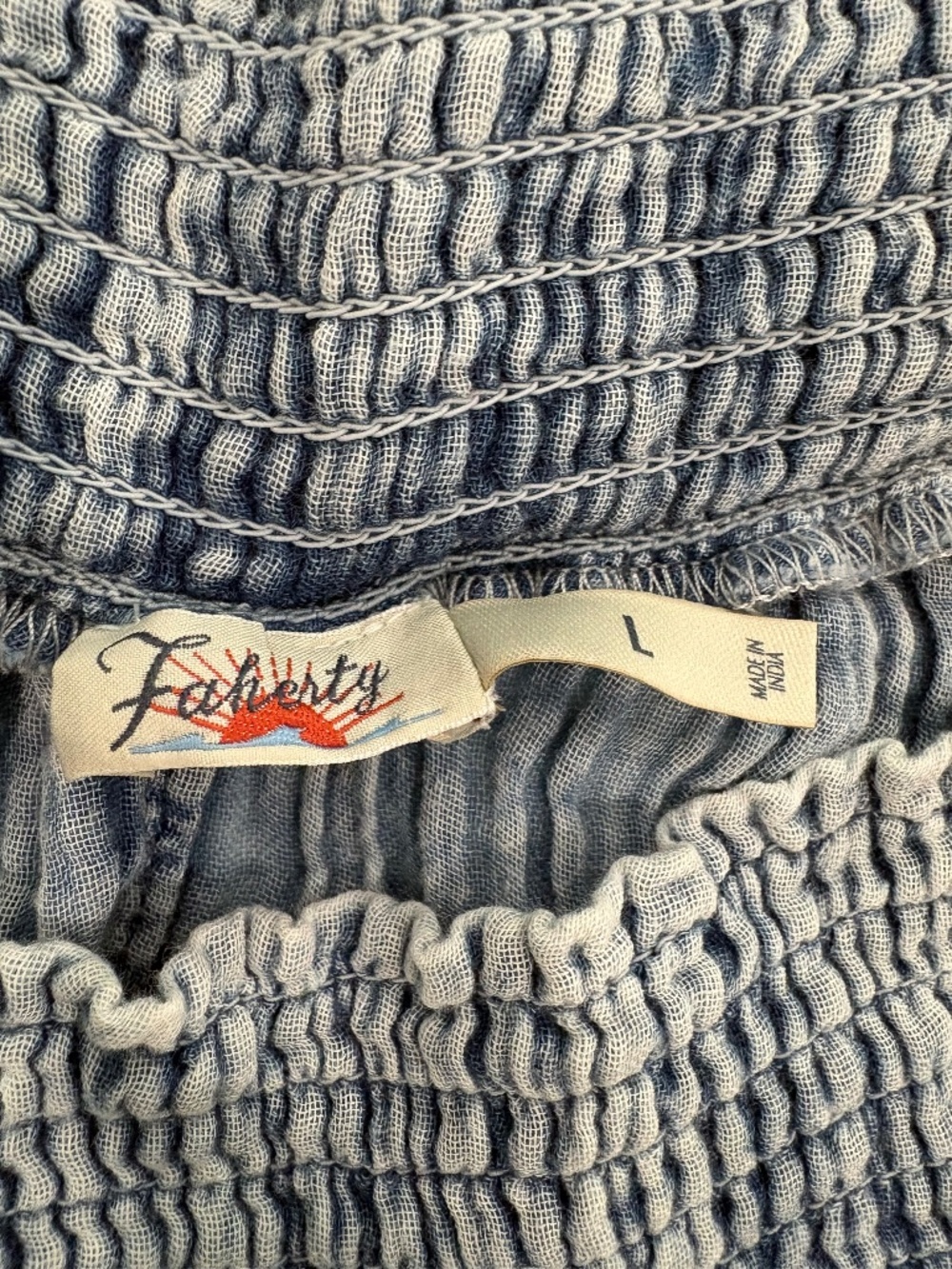 Faherty Dream Cotton Gauze Wide Leg Pants in Washed Indigo Blue
